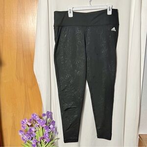 Adidas Climalite Black Embossed Floral Leggings Size XL